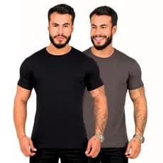 Kit 2 Camisetas Masculinas Camisa Basica Lisa Com Elastano