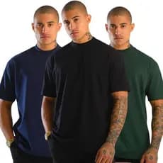 Kit 3 Camiseta Masculina Oversized Camisa Streetwear Gola Alta
