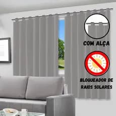 Cortina Blackout Corta Luz Com Película Cinza Vários Tamanhos