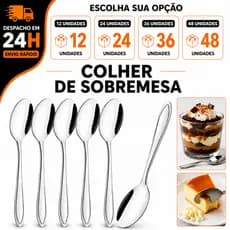Kit 12/24/36/48 Colher De Sobremesa Em Inox Resistente 16cm Para Doces Bolos Mousses Para Restaurante Cozinha Lanchonete