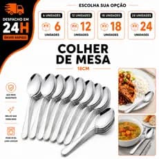 Kit 6/12/18/24 Colher Colheres De Mesa Em Inox Talher Talheres Para Sopa Caldos Restaurante Lanchonete