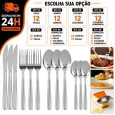 Faqueiro Jogo De Talheres Talher Em Inox 12/24/48 Garfo Faca Serra Colher De Mesa E Colher De Sobremesa