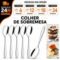 Kit 6/12/18/24 Colher De Sobremesa Em Inox Colheres Resistente 16cm Doces Bolos Mousses Restaurante Cozinha Lanchonete