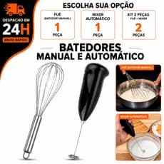 Utensílio Cozinha Fouet Fue + Mixer Automatico Misturador De Bebidas Batedor De Ovo Em Inox Linha Premium