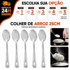 Colher De Arroz Grande Aço Inox 25cm 1/2/3/4/5 Utensílio Para Servir Arroz Cozinha Lanchonete Restaurante