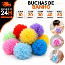 Kit 10/20/30/40/50 Esponja Bucha De Nylon Para Banho Macia Com Cordinha Esfoliante Espumanete