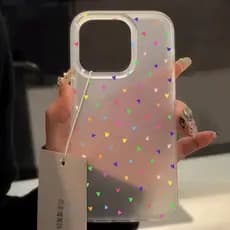 Colorido Pequeno Amor Coração Fosco Caso De Telefone Para iPhone 17 16 15 14 13 12 11 Pro Max Plus XS Claro Capa