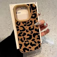 Capa De Telefone Com Estampa De Leopardo Vintage Para iPhone 16 15 14 13 12 11 Pro Max Plus XR XS Textura De Couro Fofa