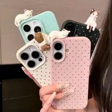 Bonito 3D DIY Gato Bolinhas Caso De Telefone Couro Para Galaxy A16 A15 A26 A35 A56 A05 A55 A54 A06 A14 A34 A25 A23 A52 C