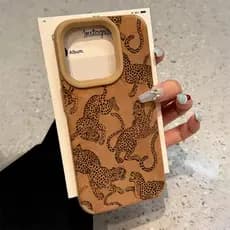 Capa De Telefone De Couro Falso Com Padrão De Leopardo Vívido Para iPhone 17 16 15 14 13 12 11 Pro Max Plus XS À Prova D