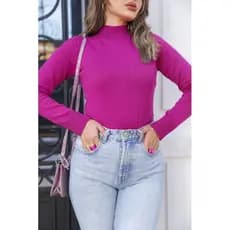 Blusa de Frio Feminina Básica Cacharrel Suéter Gola Alta Tricot Premium com Elastano Outono Inverno