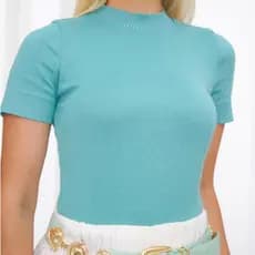 Blusa Feminina Básica Cacharrel Suéter Gola Alta Tricot Premium com Elastano Primavera Verão