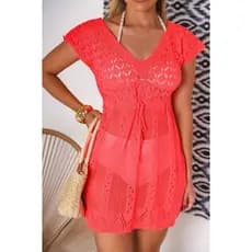 Saída De Praia Feminina Vestido Curto Básico Saia Tricot Premium Primavera Verão Roupa De Praia