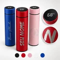 Kit 50 Garrafas Térmica Personalizada com LED inteligente 500ML - Nome, Logo, Desenho, Time