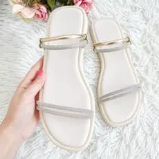 Sandália Feminina Rasteirinha com Brilho ou Trançada Estilosa Moda Feminina Confortavel Leve Macia