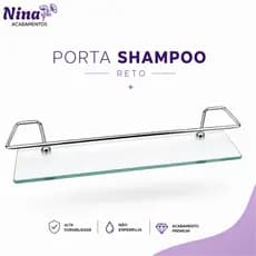 Porta Shampoo Reto de Parede para Banheiro com Kit Completo de Instalação