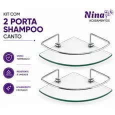 Kit 2 Prateleiras de Canto Porta Shampoo Banheiro | Com Fixadores Parafusos e Buchas