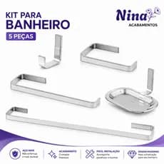 Kit Banheiro Quadrado Cromado 5 Peças | Resistente e Alta Qualidade