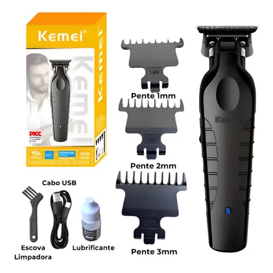 【Máquina de Corte Profissional】Kemei KM-2299 ✂️ Para Cabelo e Barba | Kit Completo para Barbeiro e Uso Doméstico