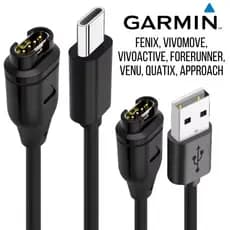 Carregador USB C P/ Relógio Garmin Fenix 8, 7 HR Venu Vivoactive Approach Solar Forerunner Quatix