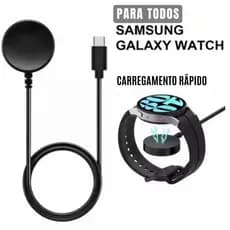 Carregador Usb e Tipo C Compatível Relógio Samsung Galaxy Watch 7, 6, 5, 3, 2 Active SmartWatch