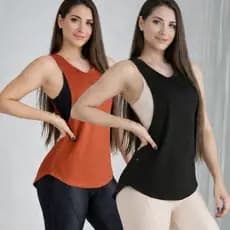 Kit 2 Blusa Academia feminina  ) Regata Veste Legging Camisão Tapa Bumbum Camiseta Tule Roupas de Academia Dry Fit