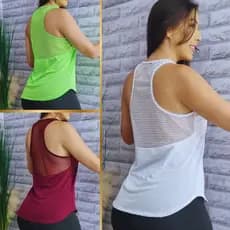 Blusa Academia feminina Costa Telinha) Veste Legging Camisão Tapa Bumbum Camiseta Tule Roupas de Academia Dry Fit Treino