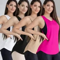 Kit 4 Blusas Feminina academia Regatão } Veste leggins Tapa Bumbum Camisão Tule Treino Camiseta Dry Fit