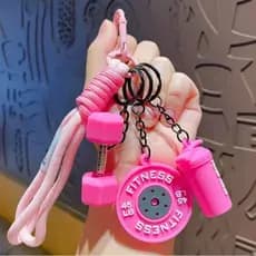 Chaveiro Fitness Feminino e masculino Academia Halter 45LB Rosa Garrafinha Mosquetão Presente Criativo