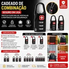 Cadeado Senha Mala Viagem Mochila Bolsa Armário Segurança Combinação 3 Dígitos
