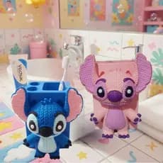 Porta Escova de Dente Infantil Alien Azul Travesso Fofo Organizador Banheiro Criativo Suporte Escova e Pasta