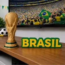 Letreiro Brasil Copa Do Mundo Decoração Futebol Enfeite Mesa Sala Torcida Verde Amarelo