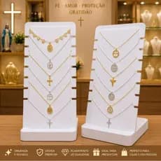 Expositor Porta Colares e Correntes Premium Organizador de Joias Bancada Loja Decoração Feminina