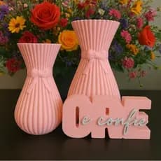 Kit Vasos Decorativos Laços + Enfeite Ore e Confie – Decoração Elegante, Mesa Posta, Sala, Quarto, Home Decor fé rosa
