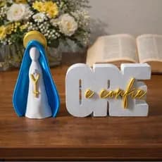 ORE e Confie/Rogai por nos +Nossa Senhora Aparecida 10cm Decoração Religiosa Fé  Casa Oração virgem Maria sala quarto