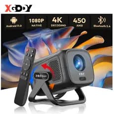 XGODY Gimbal A5 Android TV Projetor 4K Dual Band WIFI6 Bluetooth 5.4 Cinema Portátil Para Sala De Estar De Escritório