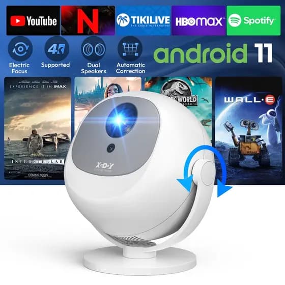 XGODY Gimbal A2 Full HD 1080P Projetor Wifi6 De Home Theater Alto-Falante 2 * 3W Integrado 300ANSI