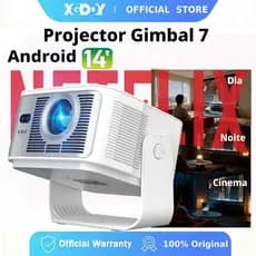 Projetor Portátil XGODY Gimbal 7 1300 ANSI Lúmens Foco Automático 8K Suportado Alto Falante 5W Duplo Interno