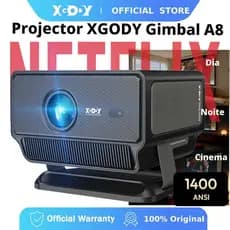 XGODY Projetor A8 Gimbal 1400 ANSI Android 14 2GB+16GB Foco Automático Portátil Para Cinema em Casa