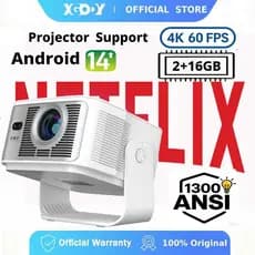 XGODY Gimbal 7 Projetor 1300ANSI Foco automático Suporte 8K Alto-falantes duplos de 5W integrados