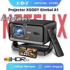 Projetor Portátil XGODY Gimbal A1 4K Ultra HD 1080P Foco Automático Android 14 Alto-Falante 2 * 5W Integrado