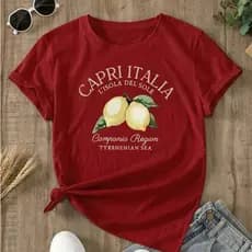 Camiseta Blusa T-shirt Feminina 100% Algodão Limão Capri Italia