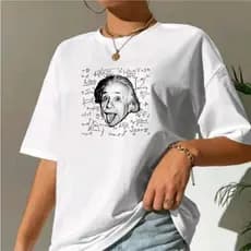 Camiseta Algodão  Formulas Matemáticas Albert Einstein Feminina Masculina Tradicional estampa Criativa