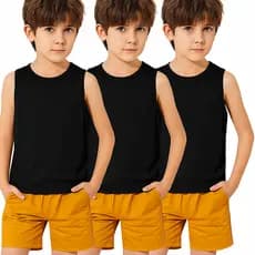 Regata Basica Infantil Kids Criança Juvenil Sem Manga 100% Algodao Verao Praia Ano Novo