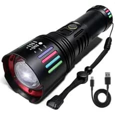 Lanterna Tática LED Super Potente Zoom USB Recarregável Foco Longe/Perto