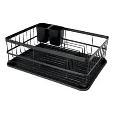 Escorredor de Louças Grande Premium Preto com Porta-Talheres - MOR