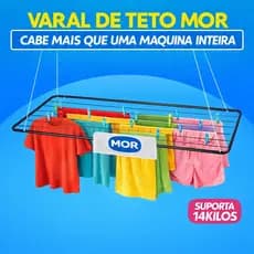 Varal De Teto Reforçado e Kit Instalação Aço Preto Muito Utilizado em Apartamentos Banheiro Sacada