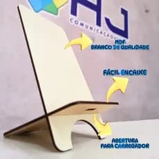 Porta Celular Suporte Universal Ergonômico em Madeira MDF Corte Laser