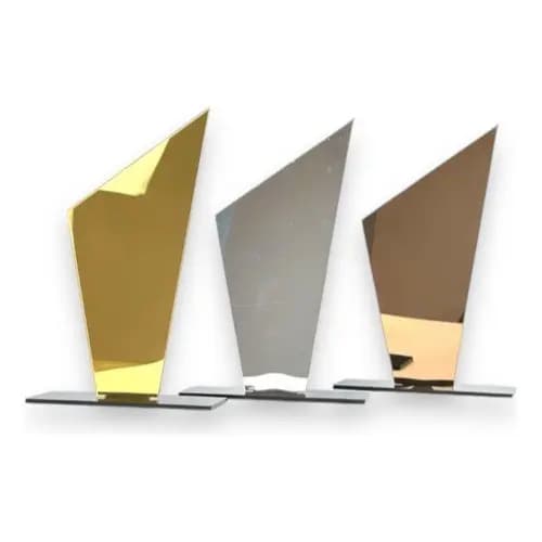 Kit 3 Troféus Dourado, Prata E Bronze 10x18cm C/base Preta