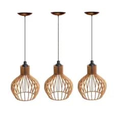 kit 3 Pendente Luminária de teto lustre para qualquer ambiente em MDF